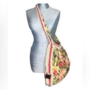 LIKE NEW PATRICIA NASH Floral Shoulder Bag with Crochet Trim BOHO VIBES